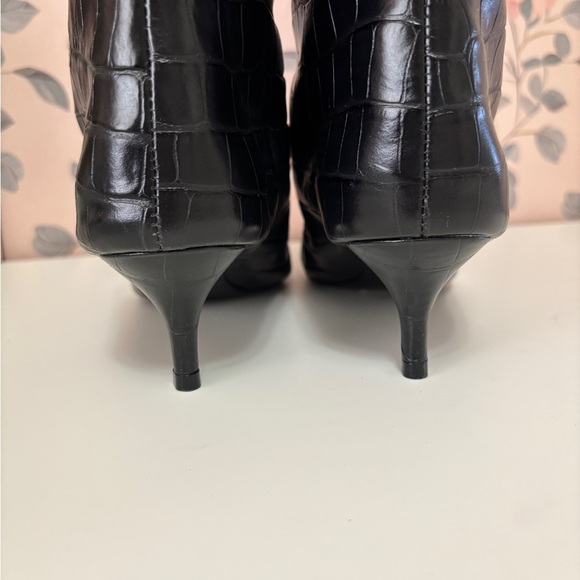 SCHUTZ Black Croc-Embossed Heeled Boots - Picture 12 of 12